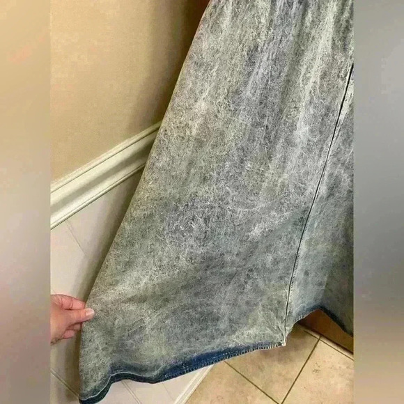 Vintage Dreams Acid Wash Long Denim Maxi Dress With Elastic Waist & Buttons Sz M - Picture 12 of 12